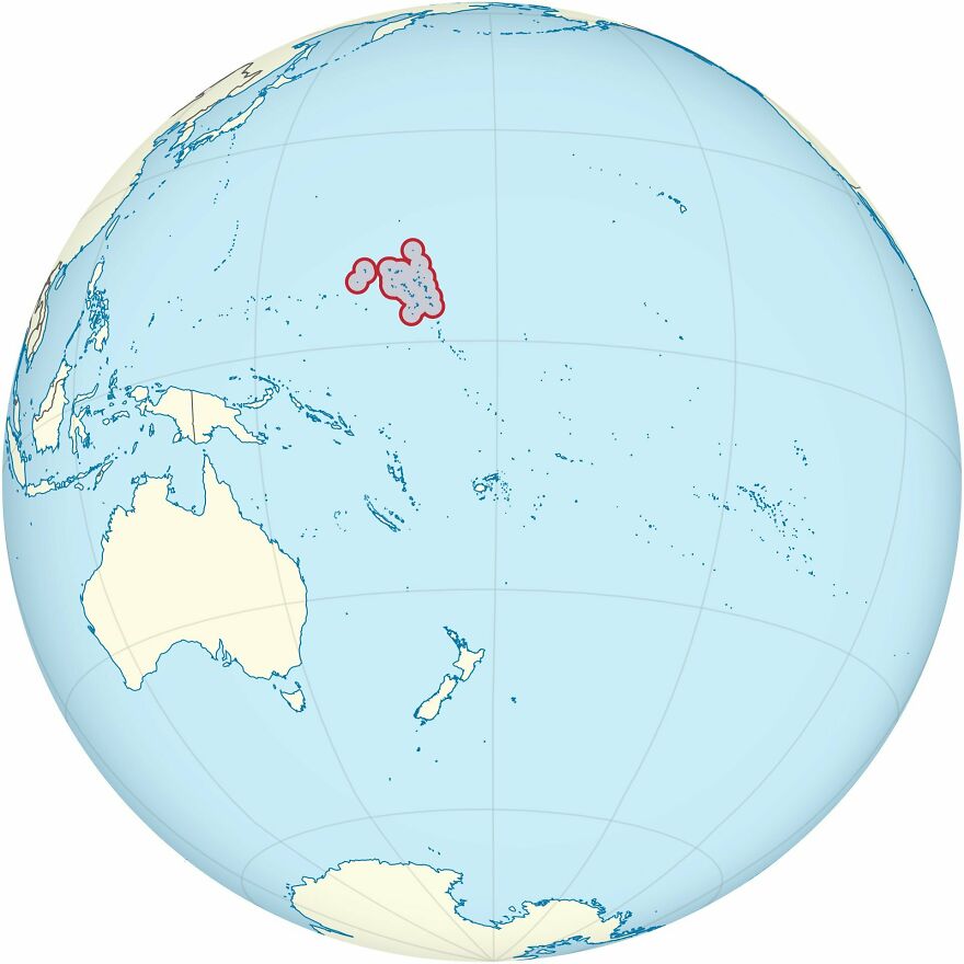 Map highlighting a small island nation in the Pacific Ocean among other islands