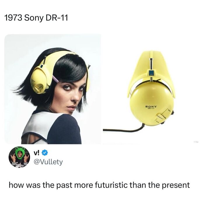 Image of 1973 Sony DR-11 headphones highlighting retro futuristic design