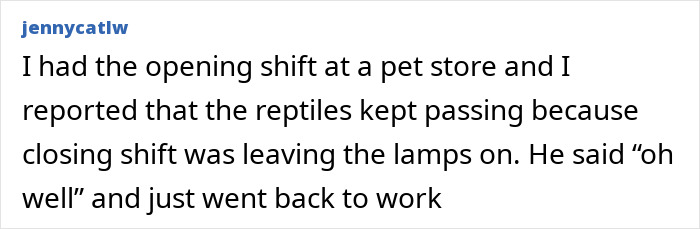 Worst things a boss said about workplace reptile care at a pet store