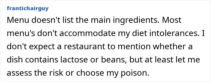 Restaurant menu missing main ingredients raises red flags