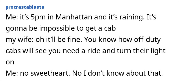 Discussion about getting a cab in Manhattan highlighting the challenge without pretty privilege