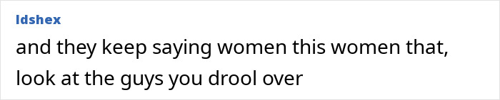 Comment comparing admiration of men and women