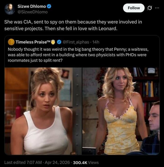 Tweet showing two women from Big Bang Theory discussing rent affordability