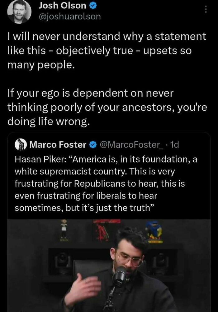 Tweet on frustration over America being a white supremacist country