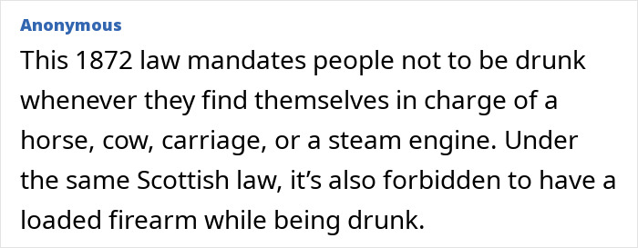 Scottish law forbids drunkenness when in charge of animals or steam engines