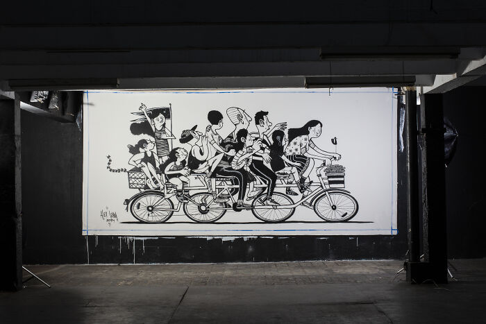 43 Black-And-White Murals By Alex Senna That Turn City Walls Into Stories