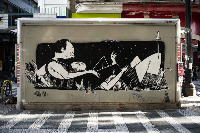 43 Black-And-White Murals By Alex Senna That Turn City Walls Into Stories