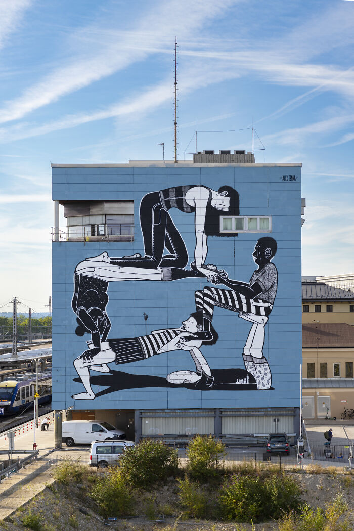 43 Black-And-White Murals By Alex Senna That Turn City Walls Into Stories
