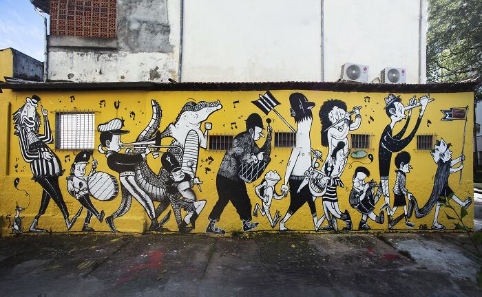 43 Black-And-White Murals By Alex Senna That Turn City Walls Into Stories