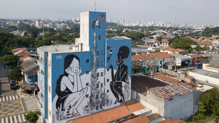43 Black-And-White Murals By Alex Senna That Turn City Walls Into Stories