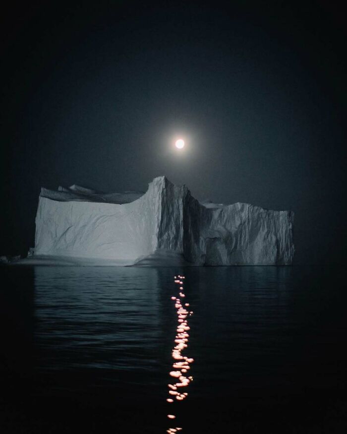 Remembering One Of My Favorite Photos I've Ever Taken. The Moon Shining On An Iceberg During My First Expedition To East Greenland