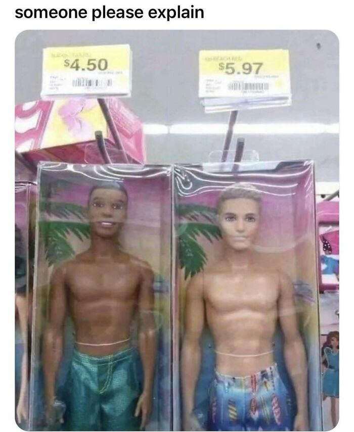Random memes showing different prices for similar dolls in store