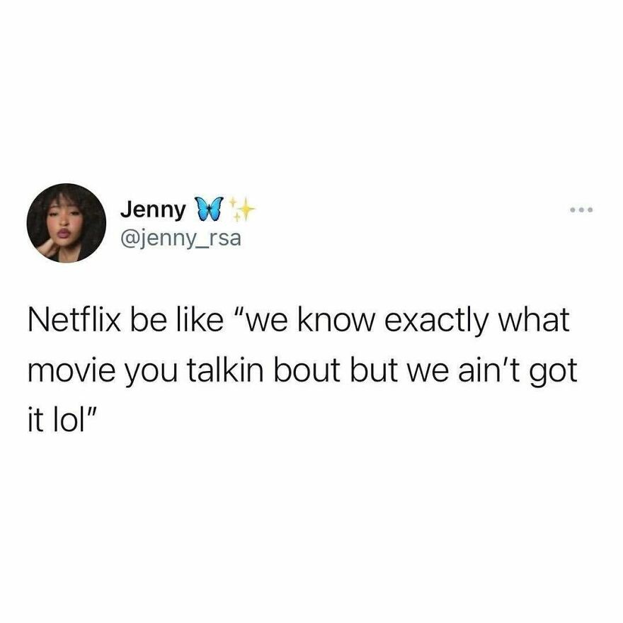 Tweet joke about Netflix not having the movie you're searching for