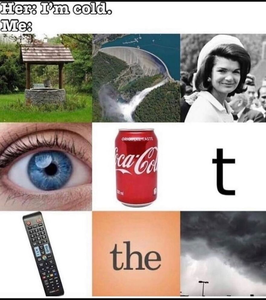 Meme using images to humorously say I'm cold