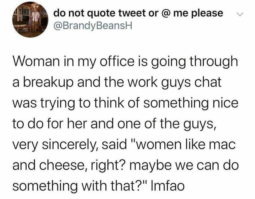 Funny office breakup meme involving mac and cheese