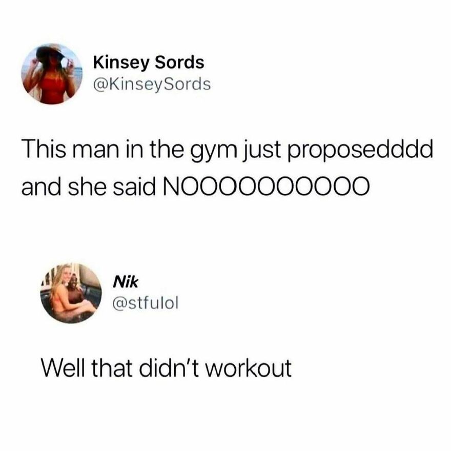 Funny gym proposal meme about rejection and workout humor