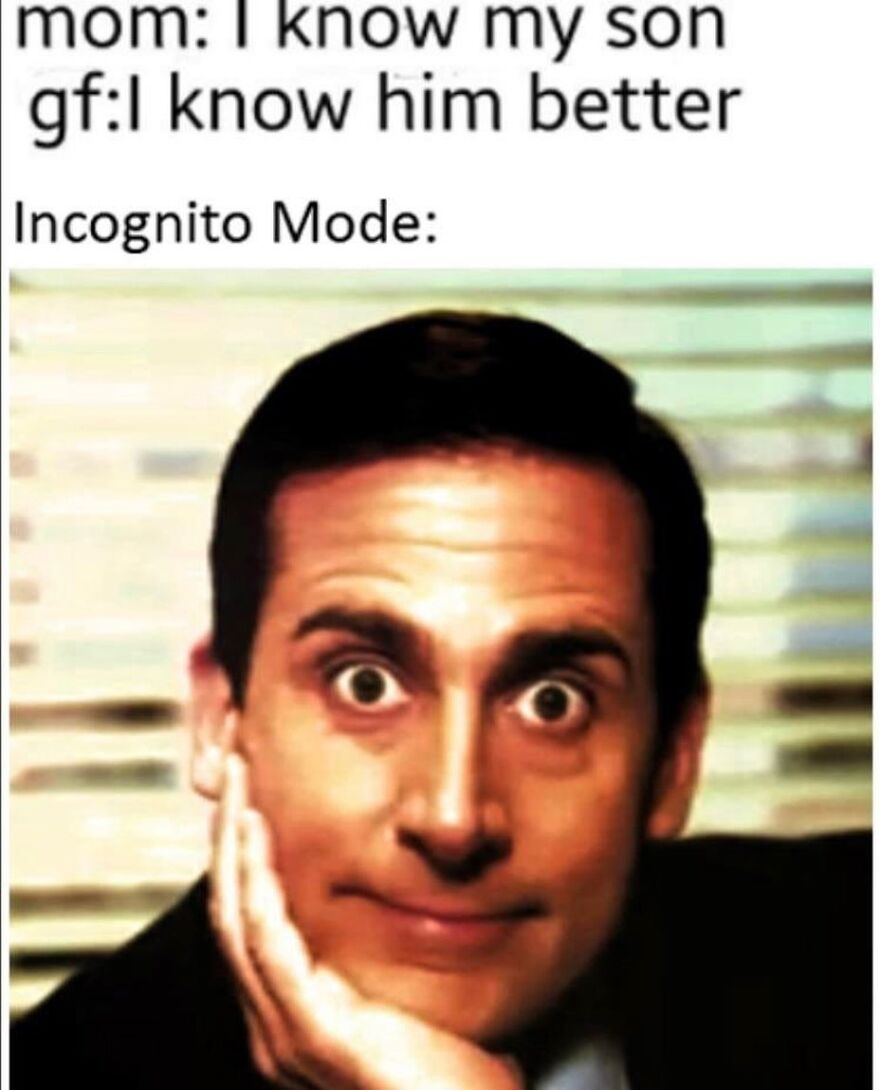 Funny meme about Incognito Mode hiding facts from mom
