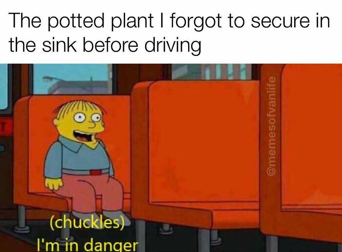 A meme showing Ralph Wiggum in danger, perfect for memes about van life and homelessness.