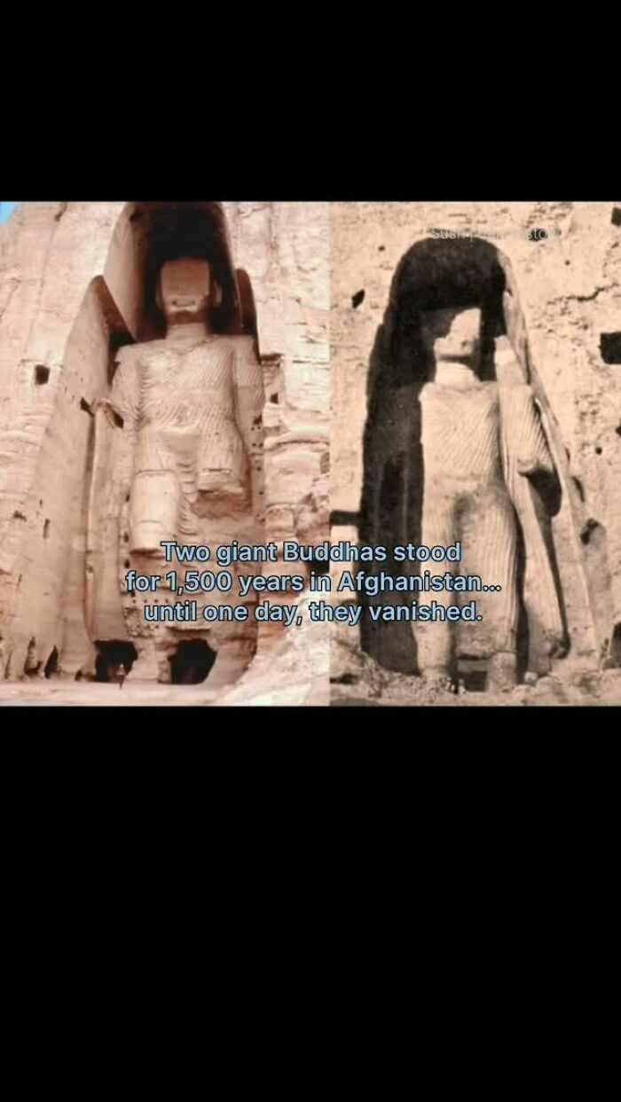 Two giant Buddha statues in Afghanistan standing for 1,500 years before vanishing, dark history photo