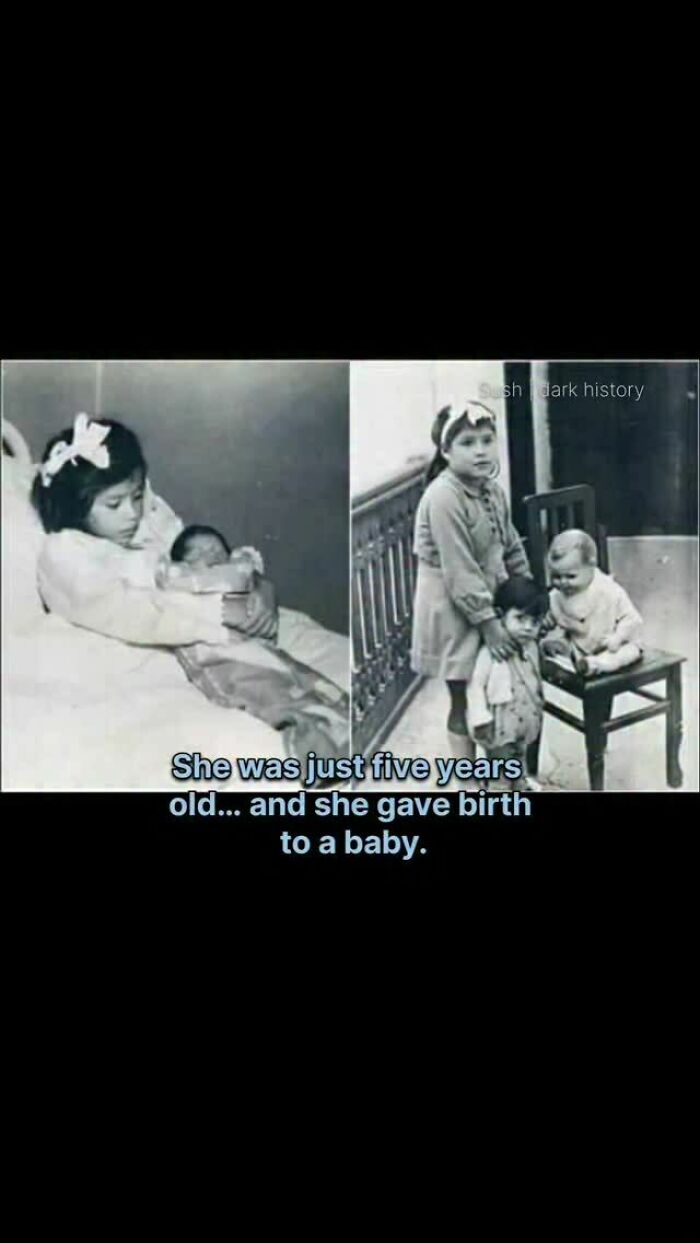 Five year old girl holding her baby in rare historical fact photo