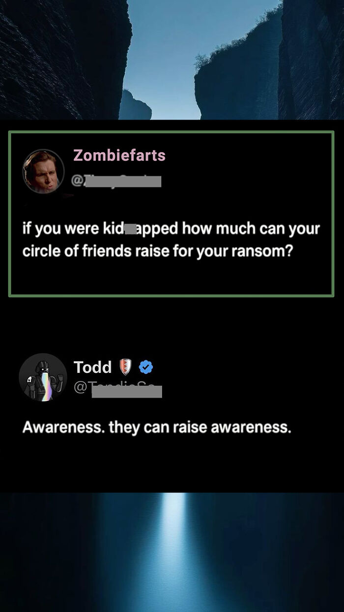Savage and clever comments about ransom awareness in funny social media post