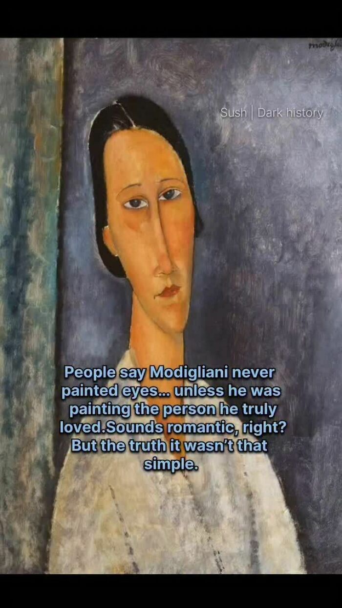 Painting showing a person with eyes, linked to creepy historical facts about Modigliani's portraits