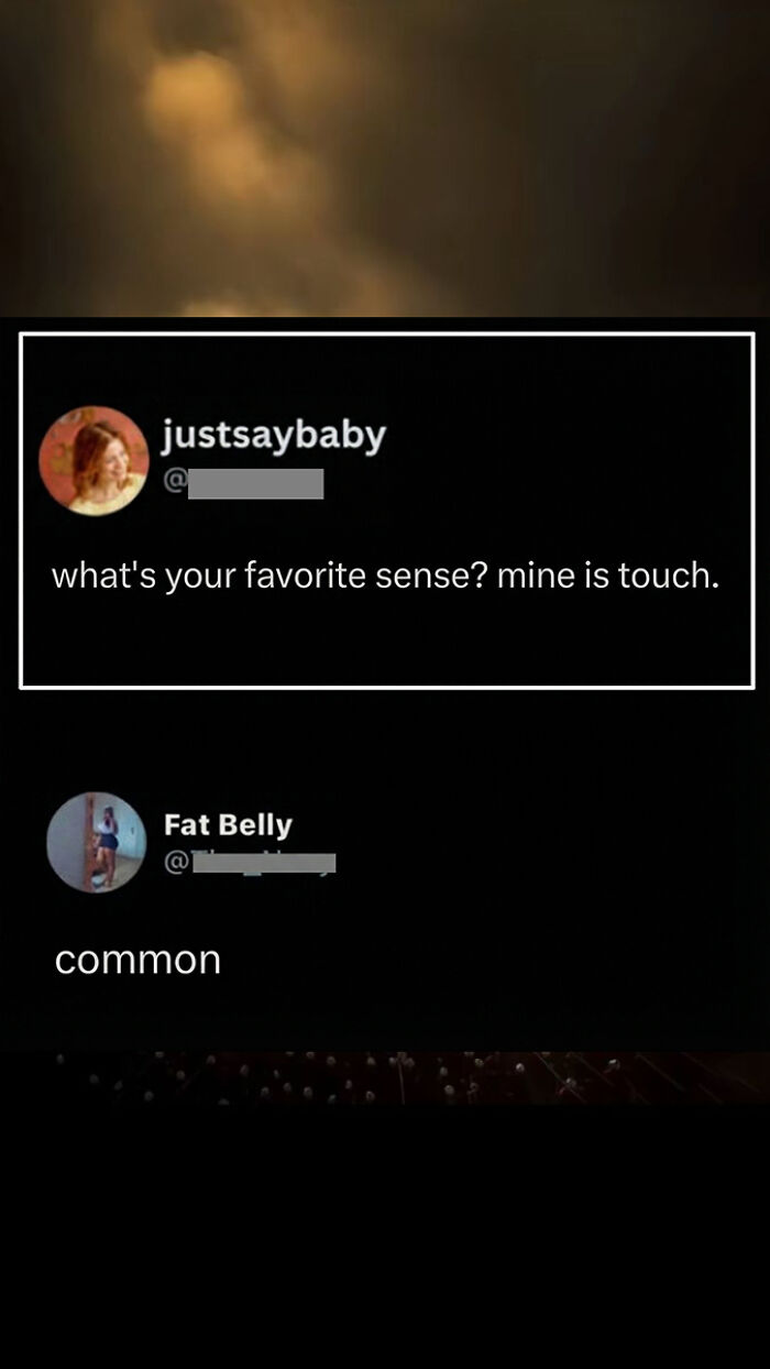 Witty Twitter exchange about favorite sense being touch