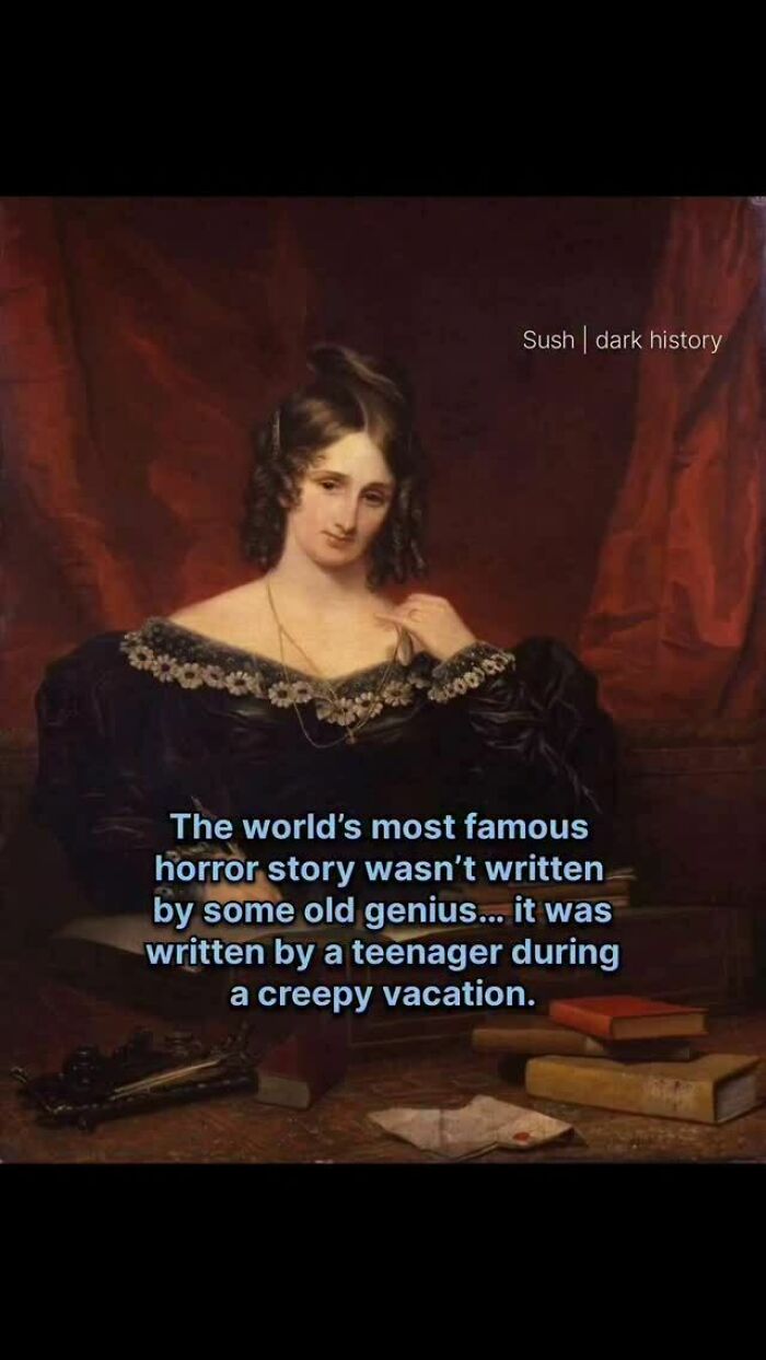 Portrait of young woman connected to famous horror story in historical facts