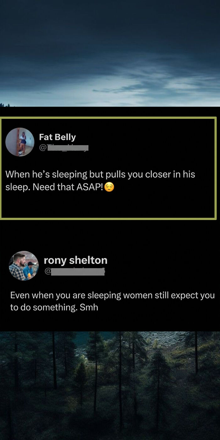 Savage comment about sleeping and relationship expectations in funny social media post
