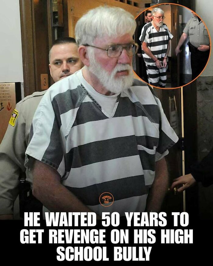 Man in striped prison uniform awaiting revenge on high school bully