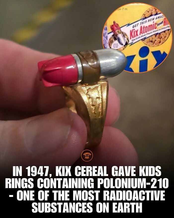 Radioactive polonium-210 ring given by Kix cereal in 1947