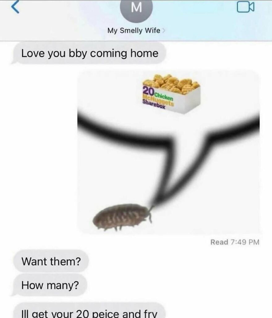 Funny text conversation about ordering 20 piece chicken nuggets with air fryer humor