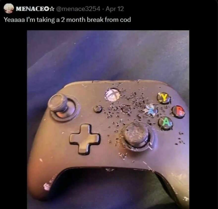 Funny unhinged post of Xbox controller covered in ants and gaming break