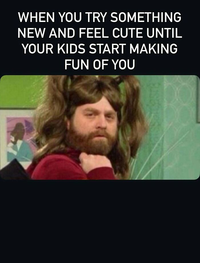 Mom meme about trying something new and kids making fun