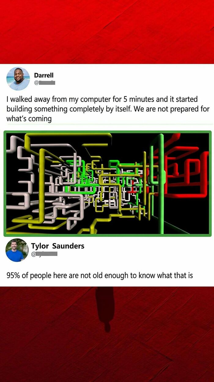 Funny computer building itself meme with nostalgic reaction comment