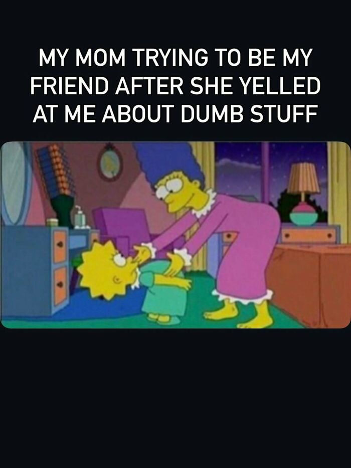 Funny mom meme of mom trying to be friend after yelling at child