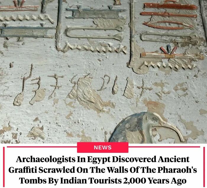 Ancient graffiti found on Egyptian Pharaoh tomb walls by Indian tourists