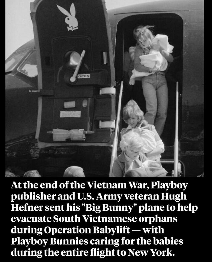 Playboy 'Big Bunny' plane evacuating South Vietnamese orphans during Vietnam War Operation Babylift