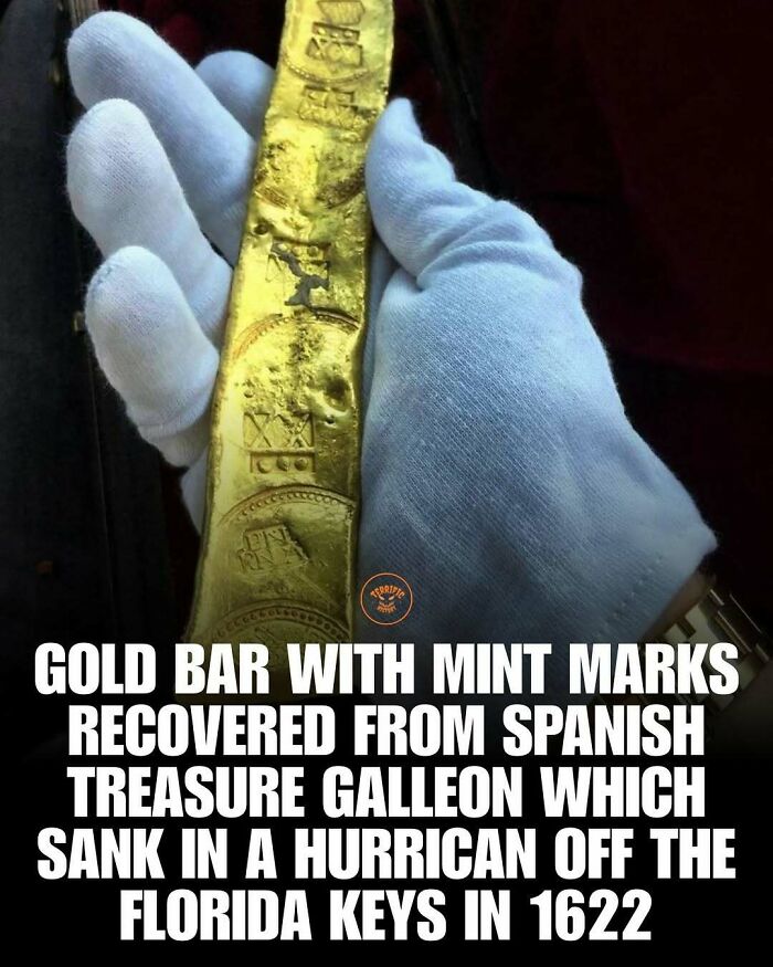 Gold bar with mint marks from 1622 Spanish galleon sunk off Florida Keys