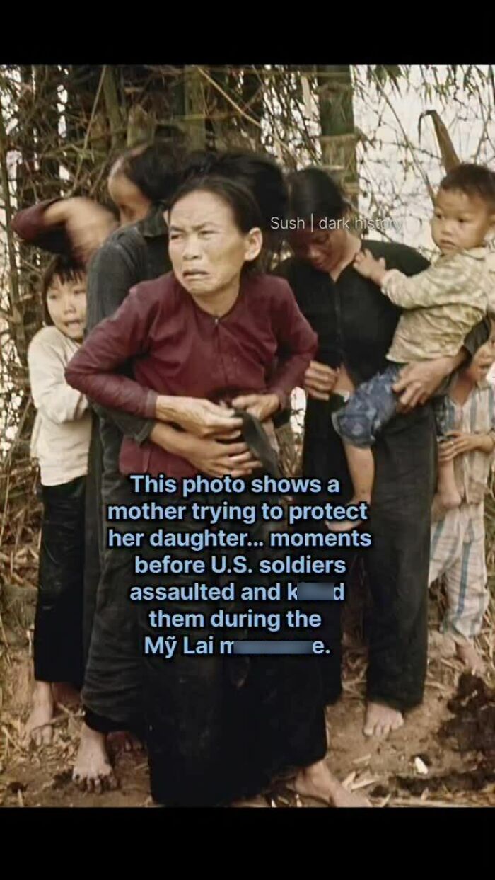 Photo showing mother protecting daughter before US soldiers' a*****t during My Lai m******e