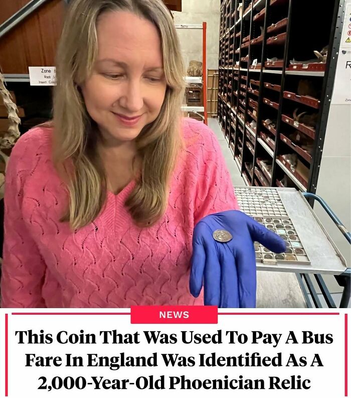 Woman holding ancient Phoenician coin identified from England bus fare