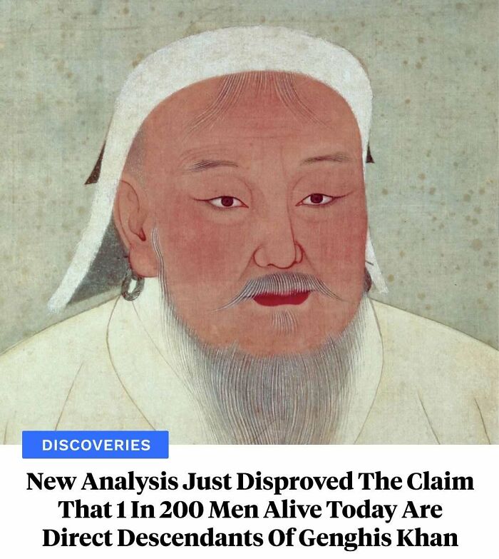 Historical painting of Genghis Khan with new analysis on descendants claim