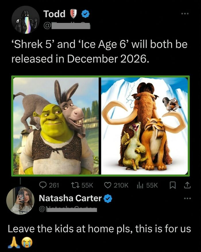 Savage comment on Shrek 5 and Ice Age 6 movie releases in 2026