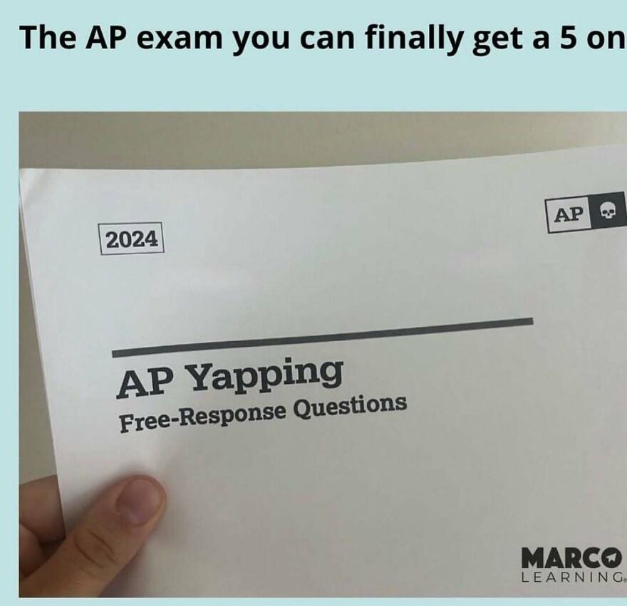 Funny AP Yapping exam paper mocking AP test