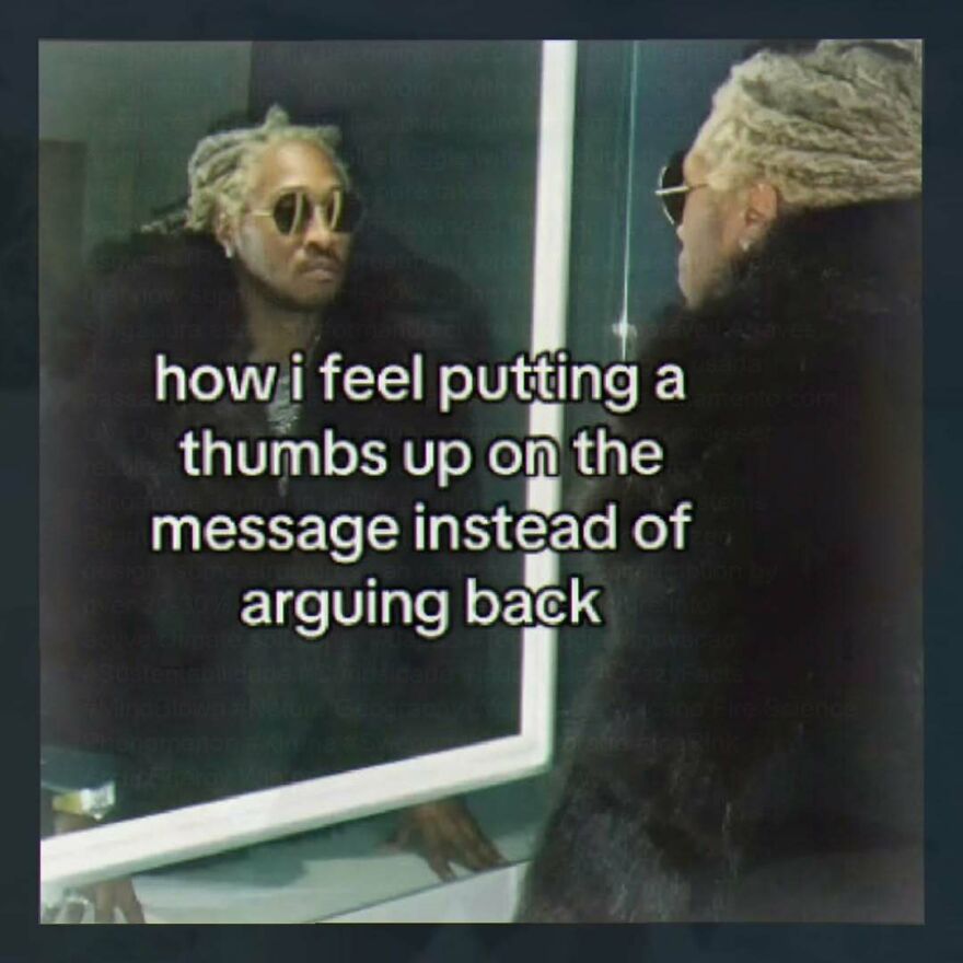 funny meme about avoiding arguments with a thumbs up