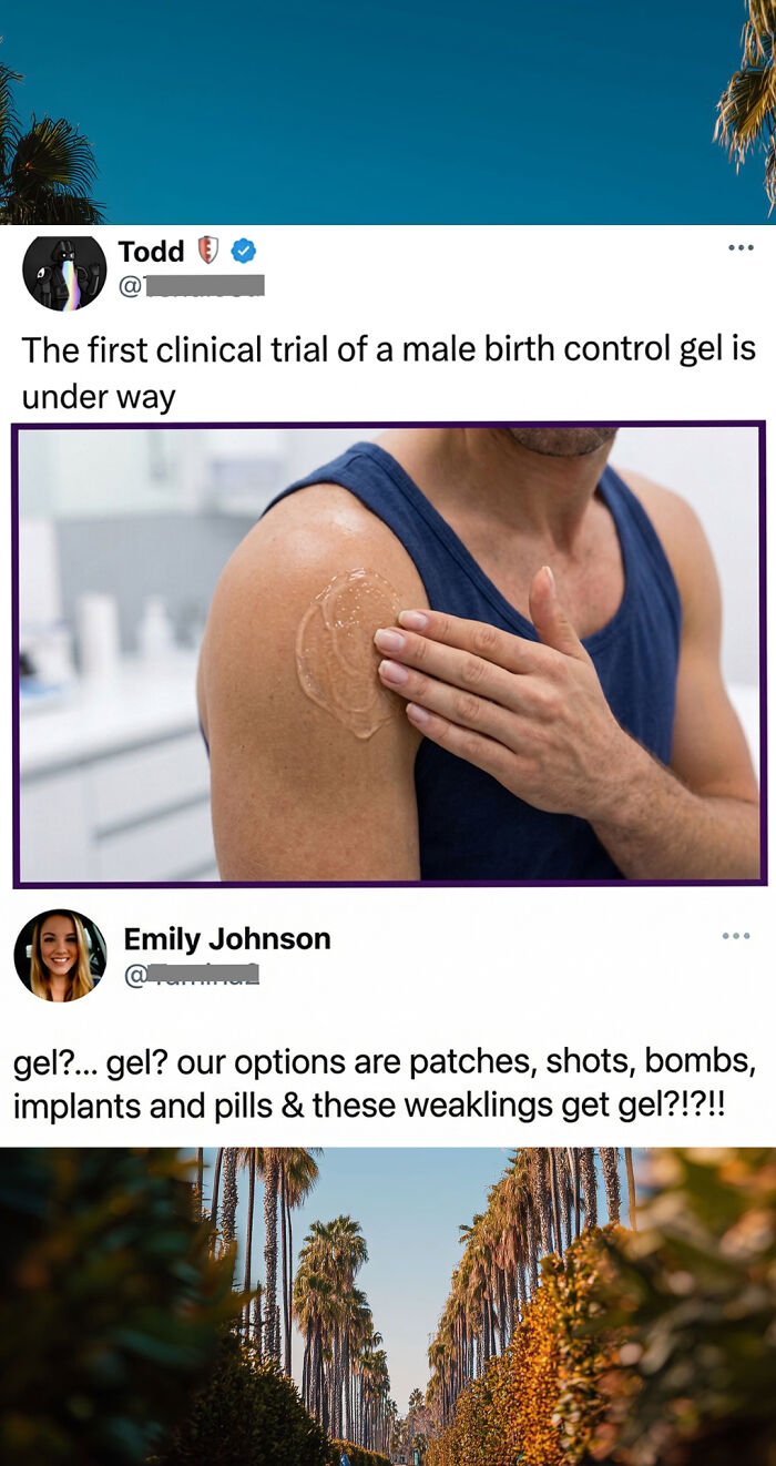 Man applying male birth control gel on upper arm