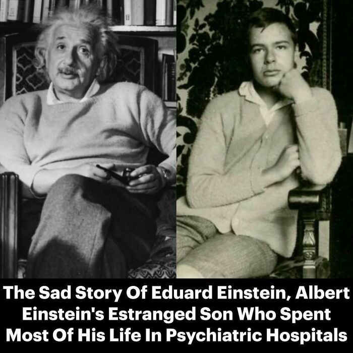Albert Einstein and his son Eduard in historical photos highlighting Eduard's tragic life