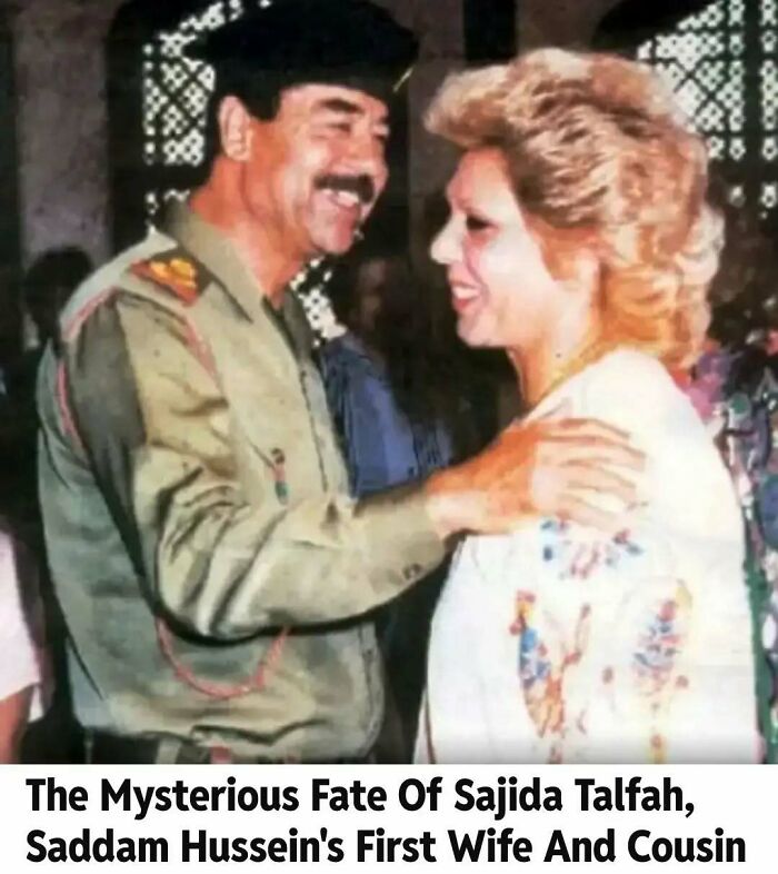 Saddam Hussein and his first wife Sajida Talfah in a rare photograph