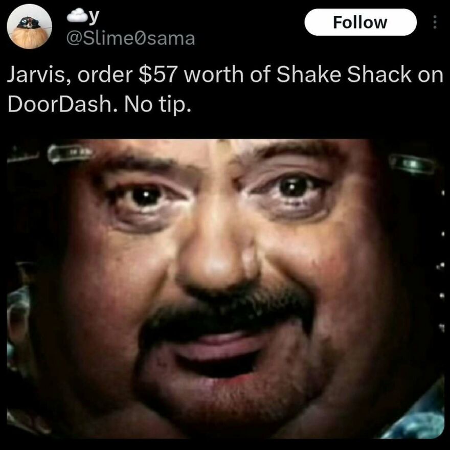 Funny unhinged post about ordering $57 Shake Shack on DoorDash with no tip