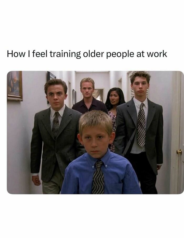 Scene from show representing feeling of training older people at work